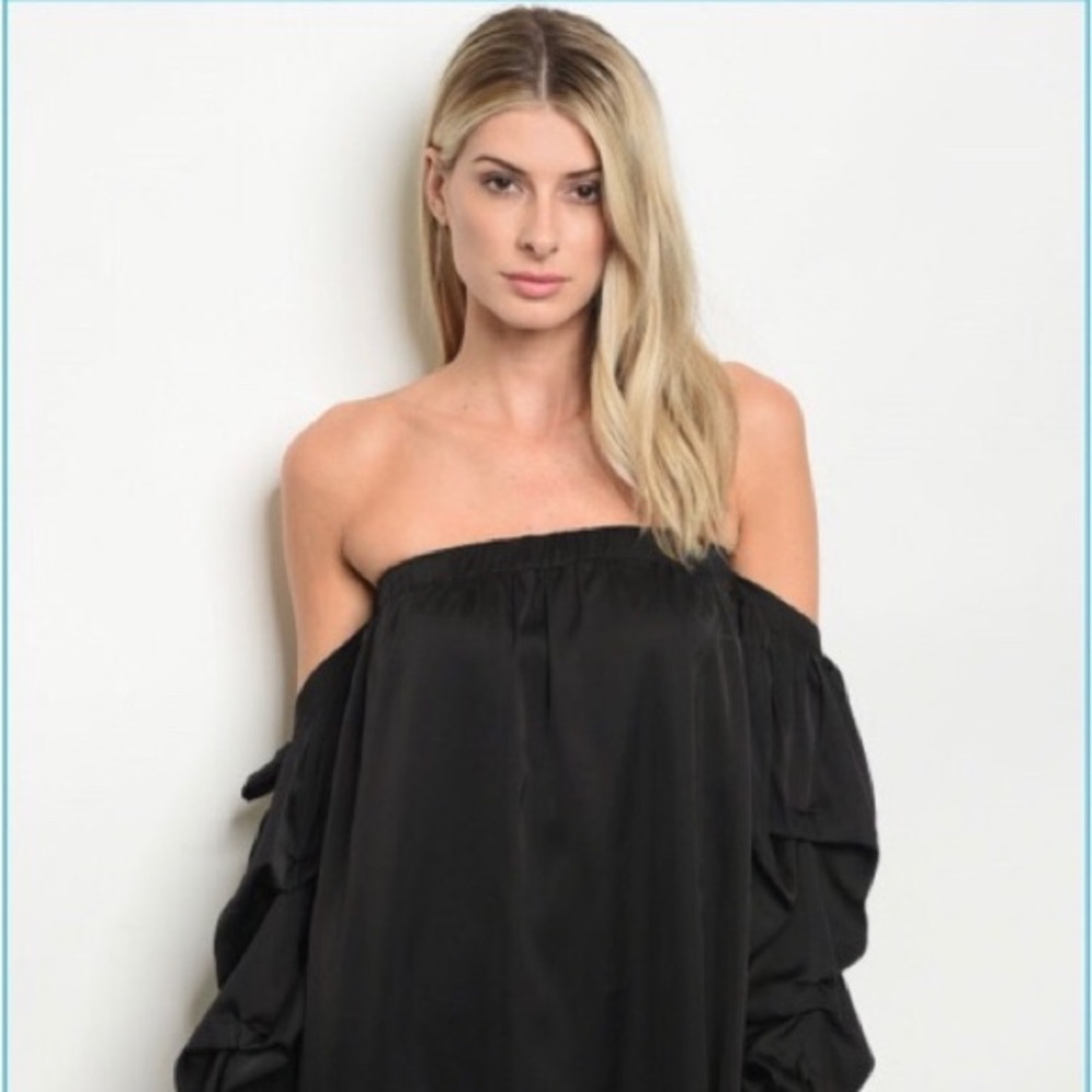 Fun and flirty off the shoulder black dress - Picture 2 of 5
